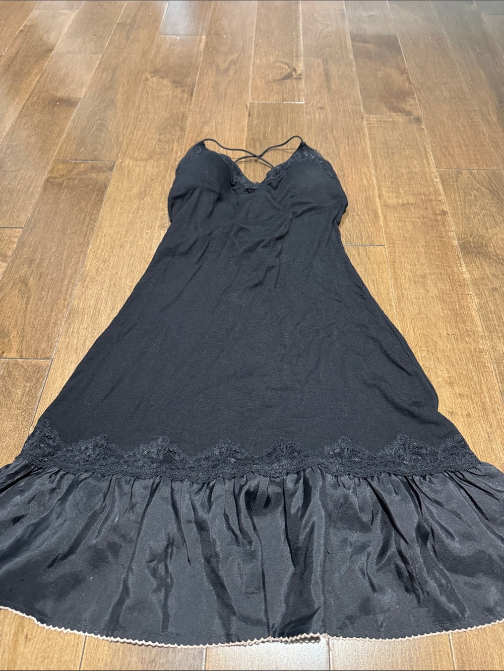 Black Lace-Trim Slip Dress - Women's